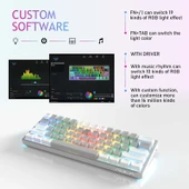 AULA F3261 Type-C Kablolu Değiştirilebilir Anahtar 61 Tuş RGB Mekanik Klavye Gri Siyah Yeşil Anahtar - 4