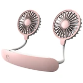 F6 Mini Boyun Askılı Taşınabilir Vantilatör USB Şarjlı Pembe - 1