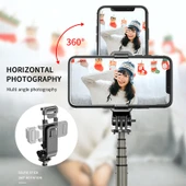 L03 Katlanabilir Alüminyum Alaşımlı Bluetooth Tripod Selfie Çubuğu Siyah - 9