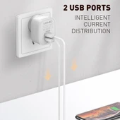 LDNIO A201 2.4A Çift USB Seyahat Şarj Adaptörü Mikro USB Kablo ile EU Priz - 3