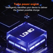 LDNIO Q366 65W USB ve Çift Type-C Portlu Şarj Cihazı 1m USB-C/Type-C Veri Kablosu UK Priz Siyah - 11