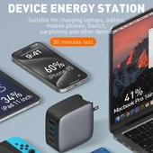 LDNIO Q408 100W GaN USB ve 3 USB-C Tipi Şarj Cihazı 1m 100W USB-C Veri Kablosu Beyaz UK Priz - 12