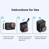 Insta360 Ace Pro 2 Uyumlu PULUZ ACE AC Alüminyum Alaşımlı Manyetik Hızlı Bırakma Pil Yan Arayüz Kapağı Siyah - 8