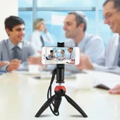 PULUZ Vlogging Canlı Yayın El Tutamağı Selfie Rig Sabitleyici ABS Tripod Adaptör Montaj Soğuk Ayakkabı Tabanlı ve Bilek Askılı - 8