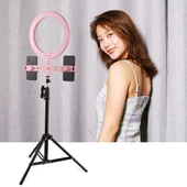 PULUZ Canlı Yayın Çift Telefon Tutucu Yatay Stand Pembe - 6