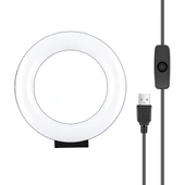 PULUZ 12cm USB Beyaz Işık LED Halka Selfie Güzellik Vlogging Fotoğrafçılık Video Işığı Siyah 4.7 İnç - 1