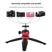 PULUZ 20cm Kırmızı Plastik Cep Tripod Montajı 360 Derece Top Başlıklı Akıllı Telefon GoPro DSLR Kamera - 5