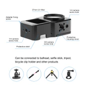 PULUZ CNC Alüminyum Alaşımlı Kafes DJI Action 2 Siyah - 3