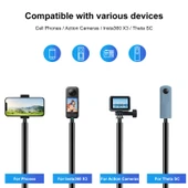 PULUZ 3 Metre Metal Selfie Çubuğu Monopod Insta360 One RS X2 X3 X4 Siyah - 5