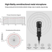 PULUZ 1.5 Metre 3.5mm Jack Kablolu Lavalier Kondansatör Kayıt Mikrofonu - 4