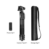 PULUZ Alüminyum Selfie Canlı Tripod Standı Üç Boyutlu Başlık ve Telefon Kelepçesi Siyah Ayarlanabilir Yükseklik 55-139cm - 10