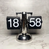 Valkyrie Retro Metanik Yaprak Saat Ev Ofis Masa Saati Paslanmaz Çelik Tek Bacak Siyah - 8