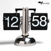 Valkyrie Retro Metanik Yaprak Saat Ev Ofis Masa Saati Paslanmaz Çelik Tek Bacak Siyah - 1