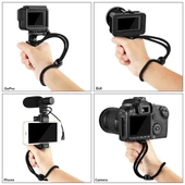 PULUZ Vlogging Canlı Yayın El Tutamağı Selfie Rig Sabitleyici ABS Tripod Adaptör Montaj Soğuk Ayakkabı Tabanlı ve Bilek Askılı - 7
