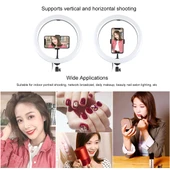 PULUZ 30cm USB 3 Modlu Ayarlanabilir Çift Renk Sıcaklığı LED Kavisli Yüzük Işık Siyah Telefon Tutuculu - 8