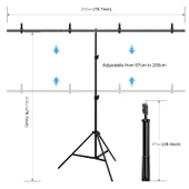 PULUZ 2x2m T Şekilli Fotoğraf Stüdyosu Arka Plan Destek Standı Braket Kiti Klipsli Yeşil - 3