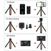 PULUZ Kakma Ahşap Masaüstü Vlogging Canlı Yayın Tripod Tutucu ve Tripod Başlığı Siyah - 5