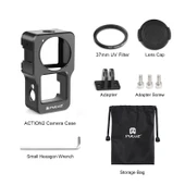 PULUZ CNC Alüminyum Alaşımlı Kafes DJI Action 2 Siyah - 7