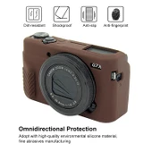 Canon EOS G7 X Mark II Uyumlu Yumuşak Silikon Kamera Kılıfı Kahverengi - 4