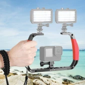 PULUZ Çift Silikon Saplı Alüminyum Dalış Aparatı Kırmızı GoPro ve Aksiyon Kameraları İçin - 7