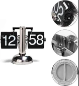 Valkyrie Retro Metanik Yaprak Saat Ev Ofis Masa Saati Paslanmaz Çelik Tek Bacak Siyah - 5