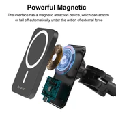 PULUZ 15W Manyetik Qi Kablosuz Şarj Cihazı Vlogging Telefon Tutucu Siyah - 4