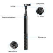 PULUZ 110cm Metal Selfie Çubuğu Monopod Görünmez Adaptör Tabanlı ve Vida ile Insta360 One RS X2 X3 X4 Uyumlu - 4