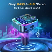JOYROOM JR CL16 48W Bluetooth 5.0 Kablosuz Araç FM Verici Gri - 2