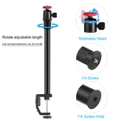PULUZ C Kelepçe Montajlı Işık Standı Uzatma Merkezi Mili Çubuk Monopod Tutucu Seti Top Başlıklı 33-60cm Siyah - 4