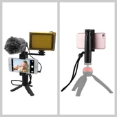 PULUZ Vlogging Canlı Yayın El Tutamağı Selfie Rig Sabitleyici ABS Tripod Adaptör Montaj Soğuk Ayakkabı Tabanlı ve Bilek Askılı - 6
