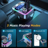 JOYROOM JR CL16 48W Bluetooth 5.0 Kablosuz Araç FM Verici Gri - 6