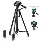 PULUZ Alüminyum Selfie Canlı Tripod Standı Üç Boyutlu Başlık ve Telefon Kelepçesi Siyah Ayarlanabilir Yükseklik 55-139cm - 1