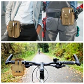 HAWEEL Yürüyüş Kemeri Bel Çantası Outdoor Spor Motosiklet Çantası 7.0 inç Telefon Kılıfı Haki - 7