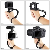 PULUZ Katlanabilir Plastik Tripod ve Vlogging Canlı Yayın El Tutacağı ABS Montaj Soğuk Ayakkabı ve Bilek Kayışı ile Akıllı Telefonlar için - 10