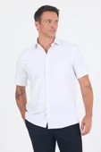 Beyaz Sert  Yaka Kısa Kol Cepli  Comfort Fit Cls Gömlek 1004250262 thumbnail 1