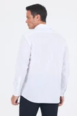 Beyaz Uzun Kol Düz Armür Oval Yaka Casual Comfort Fit Gömlek 1004250249 thumbnail 5