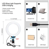 PULUZ 4 in 1 Vlogging Canlı Yayın Akıllı Telefon Video Rig Kiti Kirmizi RGBW 12cm Halka LED Selfie Isigi Mikrofon ve Cep Tripod - 8