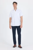 Beyaz-Mavi Sert  Yaka Kısa Kol Cepli  Comfort Fit Cls Gömlek 1004250262 thumbnail 2