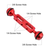 PULUZ 13cm Alüminyum Alaşım Çift Top Kollu Dalış Aparatı Kırmızı 25mm Top Çapı - 3