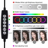 PULUZ 4 in 1 Vlogging Canlı Yayın Akıllı Telefon Video Rig Kiti Kirmizi RGBW 12cm Halka LED Selfie Isigi Mikrofon ve Cep Tripod - 9