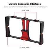 PULUZ 2'si 1 Arada Canlı Yayın Akıllı Telefon Video Rig ve Mikrofon Kiti Kırmızı - 4