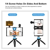 PULUZ 4 in 1 Vlogging Canlı Yayın LED Selfie Işığı Mavi Mikrofonlu Tripodlu Telefon Video Rig Kiti - 6