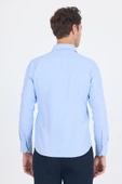 Mavi Sert Yaka Düz Classic Pamuklu Slim Fit Gömlek 1004250214 thumbnail 5