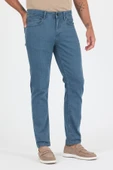 Koyu Mavi Gabardin 5 Cep Düz Paça Casual Slim Fit Pamuklu Denim Pantolon 1023250157 - 2