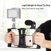 PULUZ 2'si 1 Arada Canlı Yayın Akıllı Telefon Video Rig ve Mikrofon Kiti Kırmızı - 5