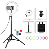 PULUZ 10.2 inç 26cm RGBW LED Halka Işık ve 1.65m Tripod Seti Siyah - 1
