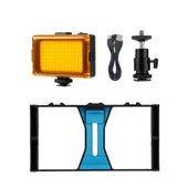 PULUZ 2'si 1 Arada Vlogging Canlı Yayın LED Selfie Işığı ve Video Rig Kiti Mavi - 9