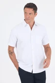 Beyaz Sert  Yaka Kısa Kol Cepli  Comfort Fit Cls Gömlek 1004250262 thumbnail 3