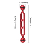 PULUZ 7.0 inç 17.7 cm Alüminyum Alaşım Çift Toplu Kol Kırmızı 25 mm Top Çapı - 2