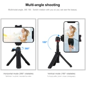 PULUZ Siyah Selfie Çubuğu Tripod Aparatlı Telefon Tutucu Uzun Vida - 6